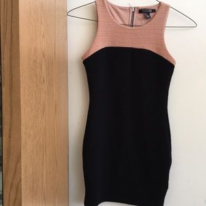 Forever 21 Dress Small Tan & Black BodyCon Ribbed